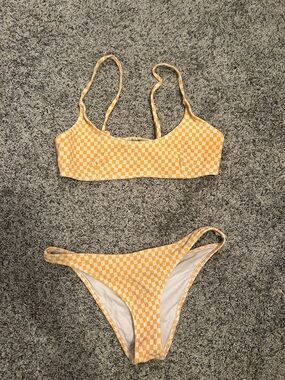 Aurielle Yellow and White Checkered Bikini